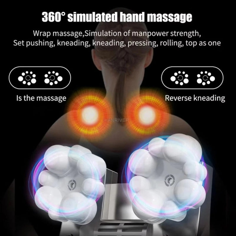 Electric Neck & Shoulder Massage Shawl Heated 8-Heads Back Pounding Massager
