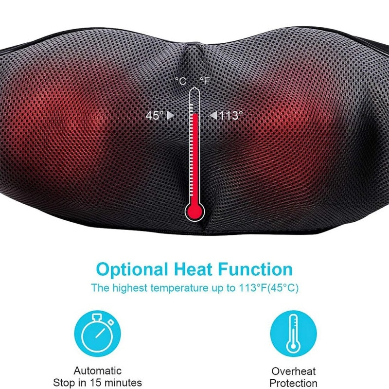 Electric Neck & Shoulder Massage Shawl Heated 8-Heads Back Pounding Massager